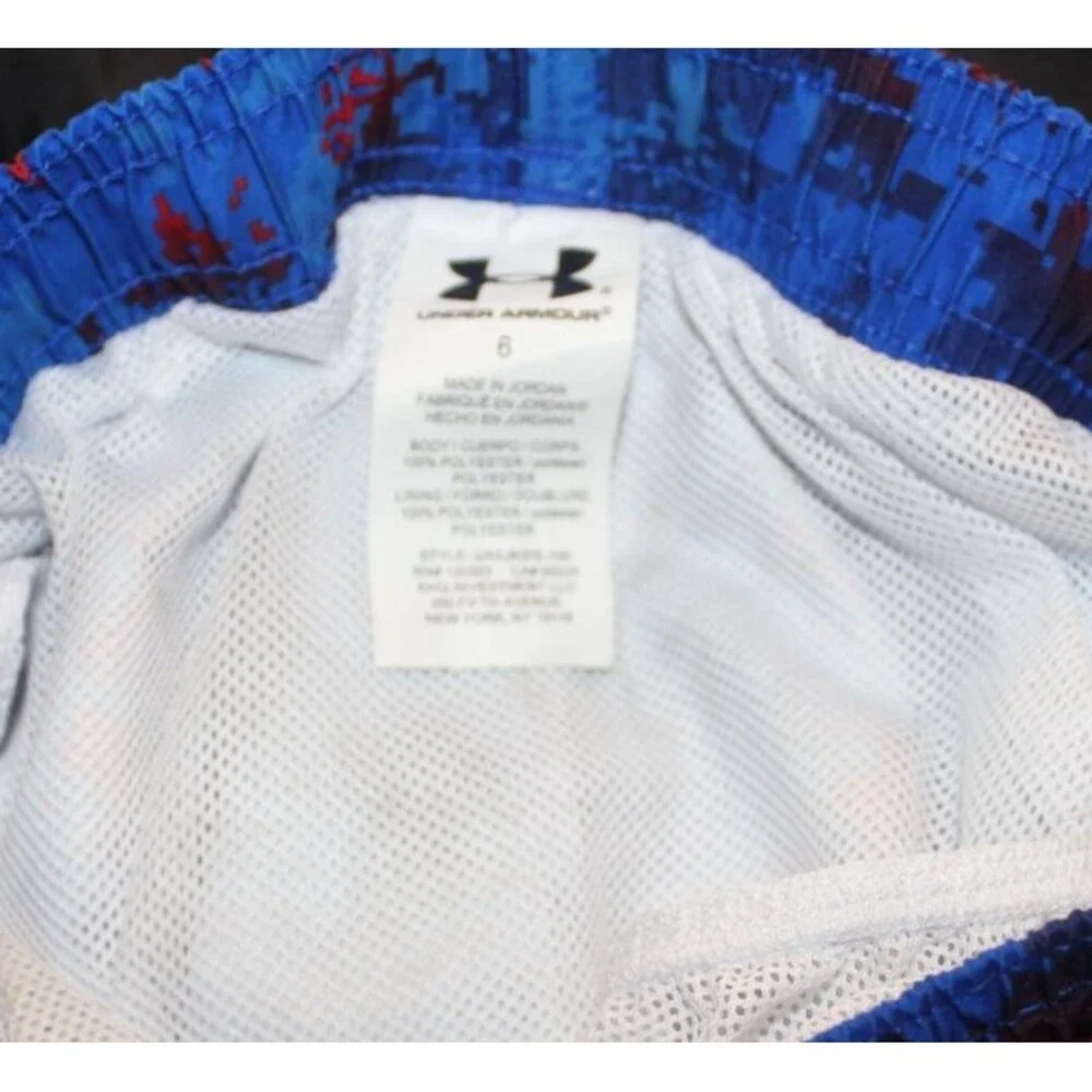 Under Armour Freedom Boys Sz 6 Swim Set Shirt & Swim Trunks  UPF 50